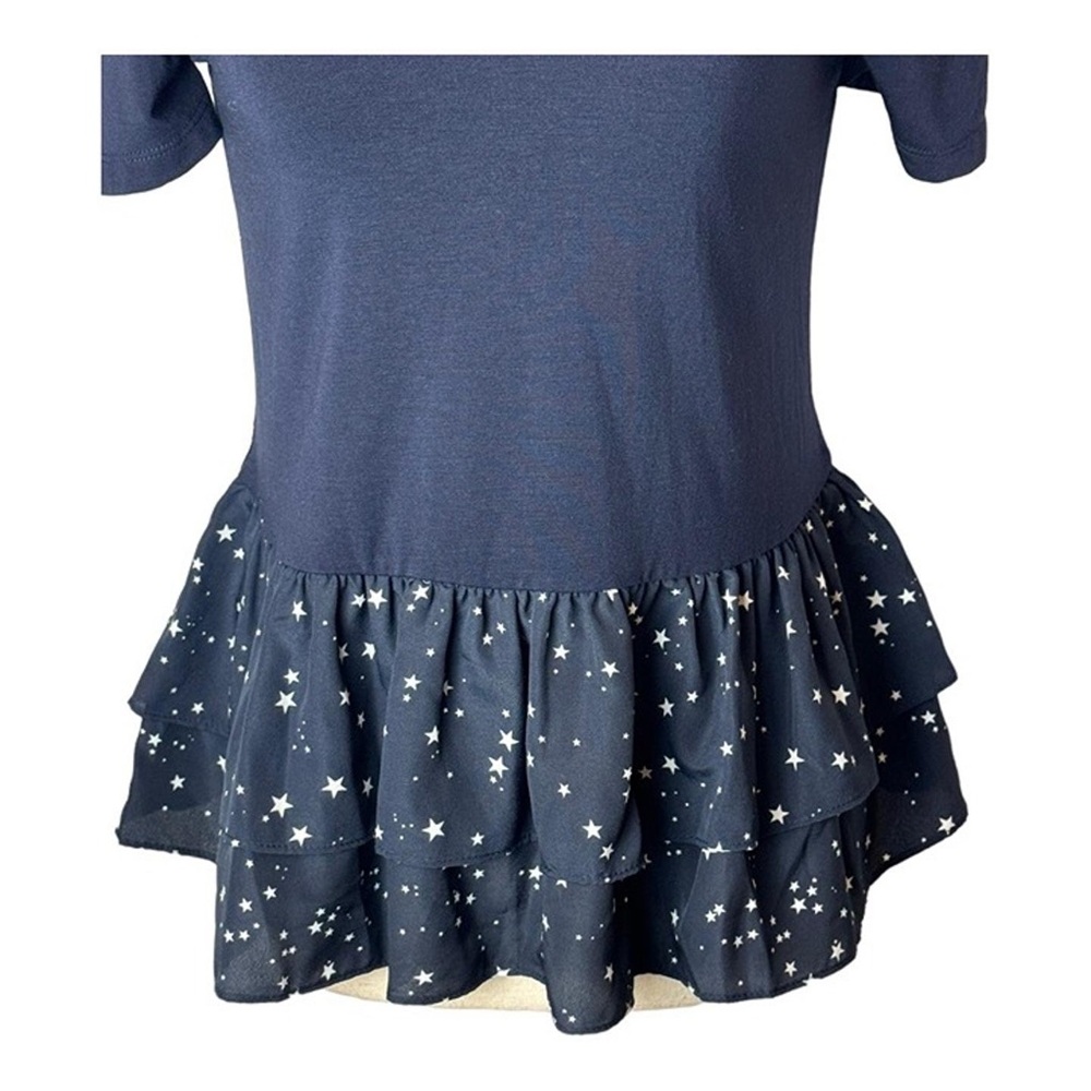 Kate Spade Broome Street Navy Ruffle Short Sleeve Top - Picture 2 of 4